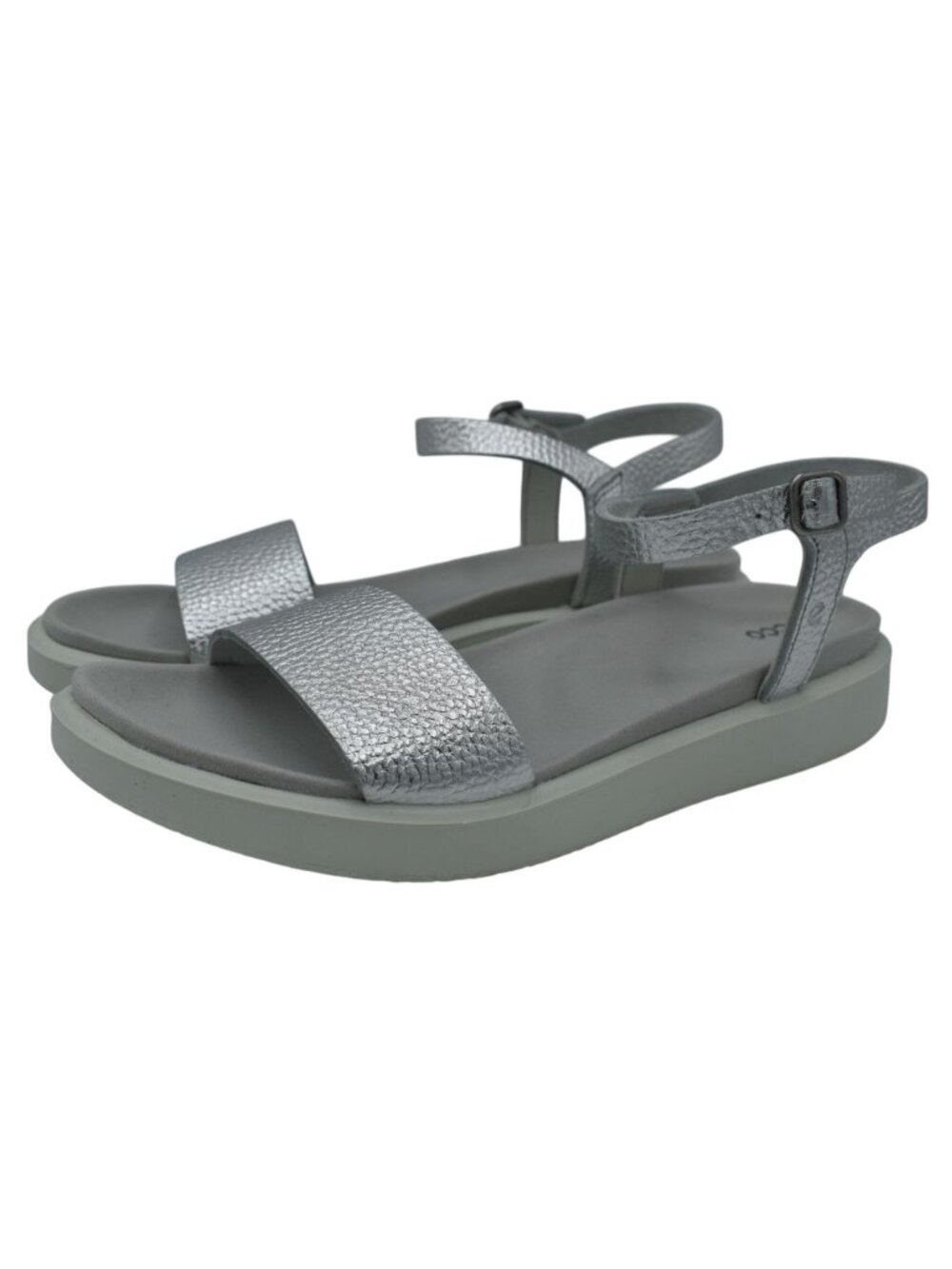 ECCO Womens EU 40 Flowt Silver Metallic Leather Strappy Open Toe Sandals Shoes